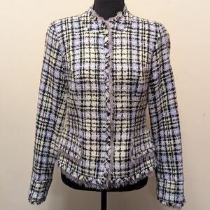Alison Taylor Vintage Tweed Jacket Blazer Black White Purple Size 4